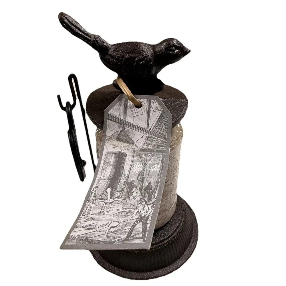 Esschert Design Bird Twine Holder With Scissors Cast Iron Jute Brown Garden